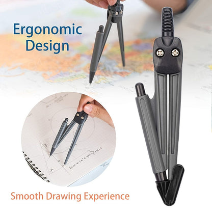 8pcs Deli Compass Ruler Set With Ruler Protractor Compass Eraser 0.7mm Lead Refills Mechanical Pencil Simple Multifunctional Portable Student Drawing Tool For School Office Black