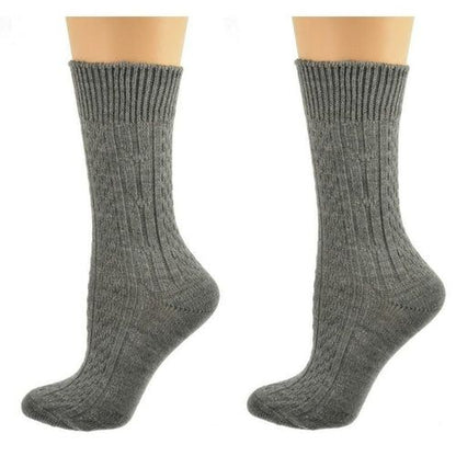 Classic Cable Knit Acrylic Crew Socks 2 pair pack