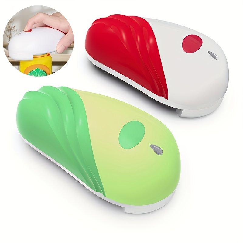 1pc, Can Opener, Stainless Steel Electric Bottle Opener, Smooth Edge Food-Safe Electric Can Opener, Automatic Can Opener, Red /Green Kitchen Can Opener