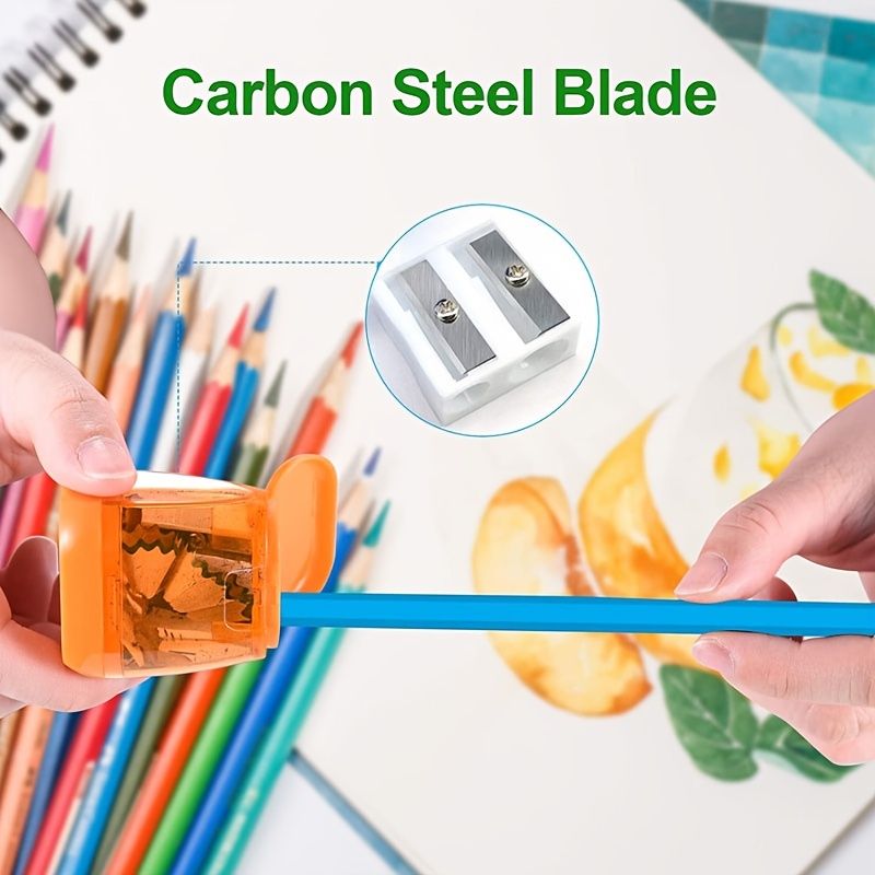 Pencil Sharpeners, Manual Pencil Sharpener,Dual Holes Handheld Pencil Sharpeners With Lid For Kids Adults School Office Home Supply