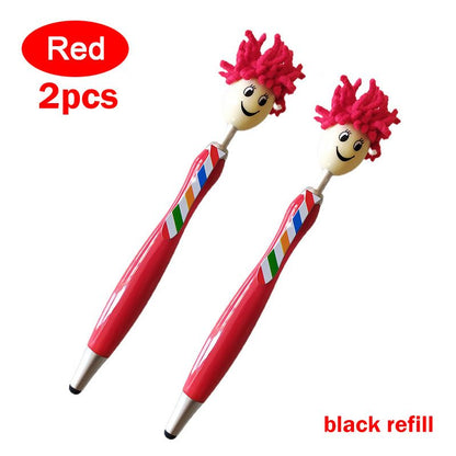 2PCS/5PCS Mop Pen Screen Cleaning Pen With Motivational Quotes 3 In 1 Stylus Dusting Pen For Kids And Unisex Ink Rollerball Pen School Office Motivational Stylus,Line Point 0.1cm/0.03in, Black Refill