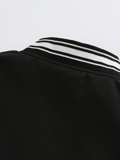 Women's Varsity Jacket Vintage Letter Print Cropped Baseball Coat 90's Fashion Streetwear Bomber Outer Coat