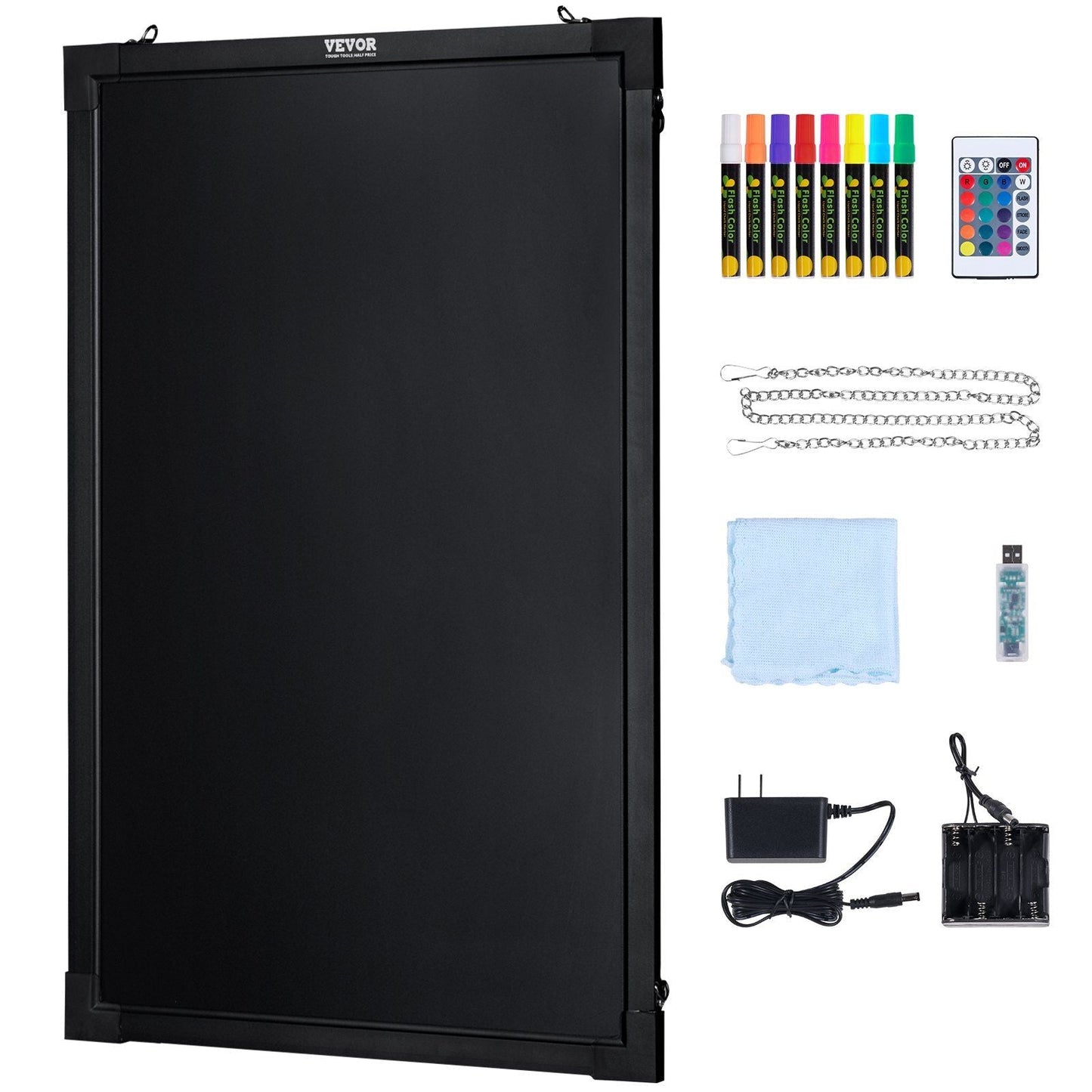 VEVOR LED Message Writing Board, 16"x12" Illuminated Erasable Lighted Chalkboard, Neon Effect Menu Sign Board, Drawing Board with 8 Fluorescent Chalk Markers and Remote Control, for Home Wedding Shop