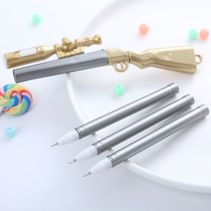 3pcs Creative 98K Sniper Gun Shaped Gel Pen With Light, Cute Rifle Shaped Fountain Pen, Personalized Office Stationery Signature Pen Writing Test Pen For Students 0.5mm Black Needle Tube Refill
