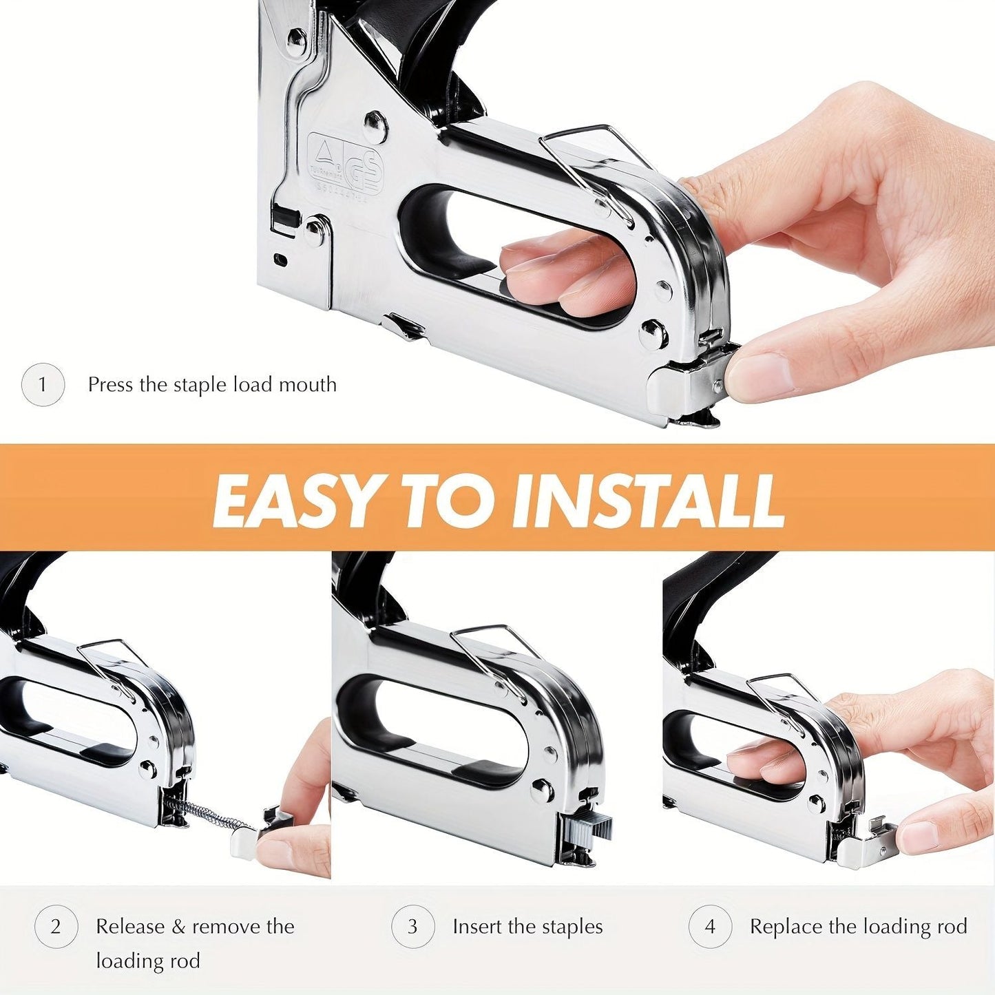 1pc, 3 In 1 Heavy Duty Staple Gun Kit With 300 Staples, Upholstery Stapler For Fixing Material, Decoration, Carpentry, Furniture, Doors And Windows