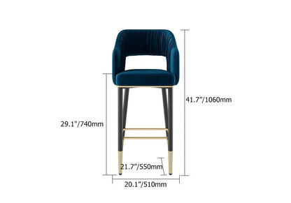 Modern Velvet Bar Stools with Upholstery Blue