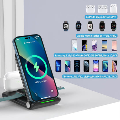 Wireless Chargers 3 in 1 Induction Charger Station for Samsung S22 Ultra Apple Watch Airpods 3 iPhone 14 Pro Max 13 12 11 Xiaomi