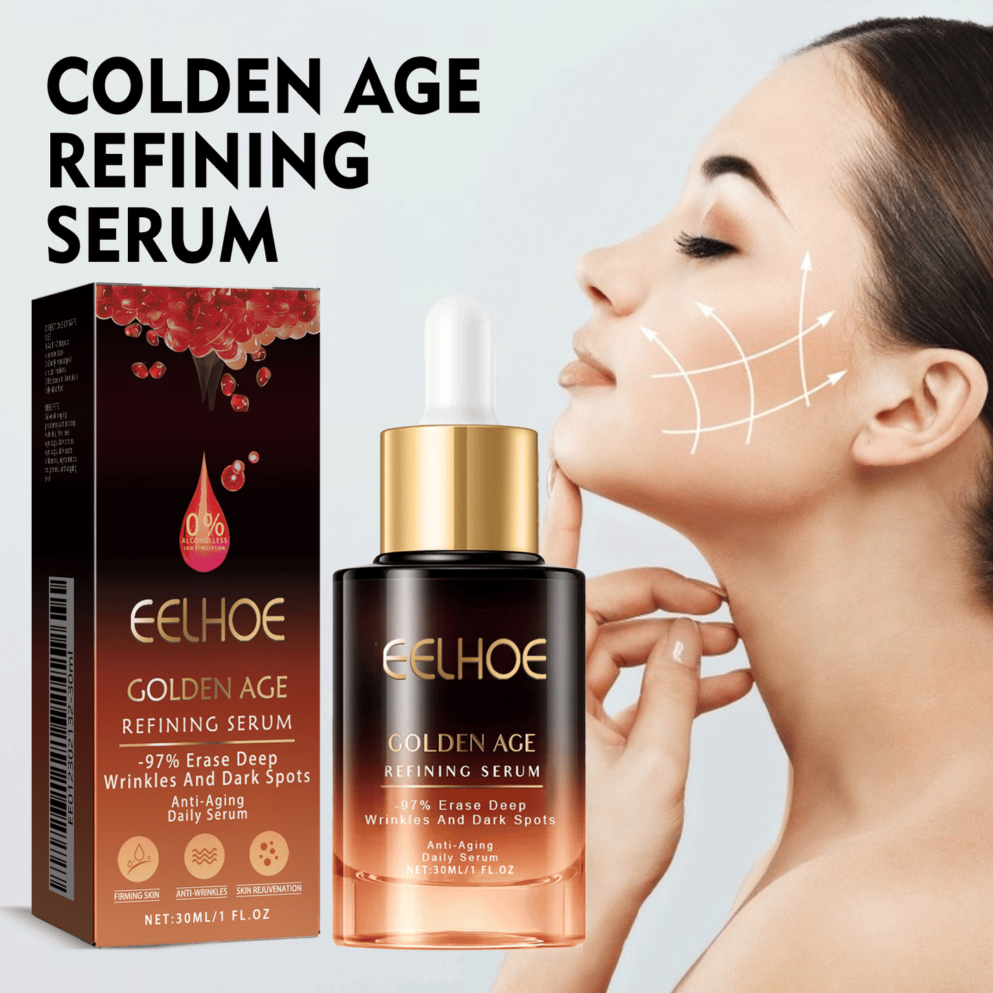 EELHOE Golden Age Essence Lightening Fine Lines, Firming Skin, Hydrating And Moisturizing Face Essence