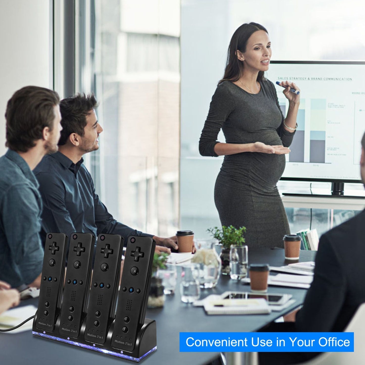 4 Remotes Charging Dock Game Controller Charger 2800mAh Rechargeable Battery Charging Stations w/ LED Indicator for Wii Nintendo