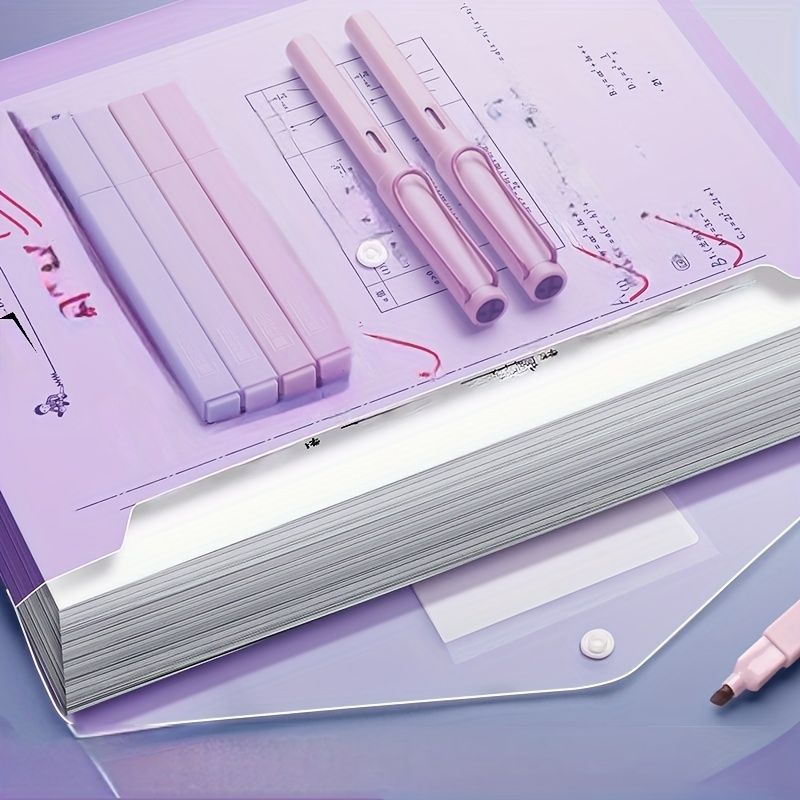 10pcs A4 Document Bags - Morandi Transparent Thickened Snap Button Data Storage - High Value Protection