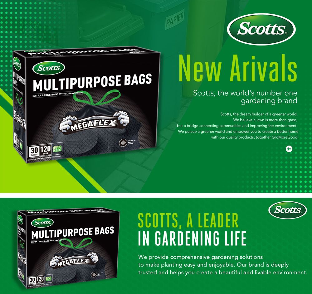 Scotts 120 Bags 30 Gallon Box Disposable Non-Rip Black Large Drawstring Garbage Bags, Suitable for Large Kitchen Garbage Cans, Super Strong 113.5L , Garden, Home, Commercial Multi-purpose Trash Bag