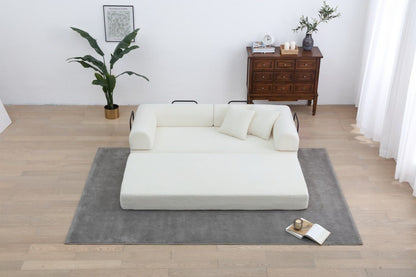 Foldable Sofa Bed, 77.9'' Folding Floor Couch, Compressed Convertable Sleeper Sofa, Memory Foam Couch with Pillow Back Support Armrest, 4-in-1 Futon Sofa Bed for Living Room, Army green