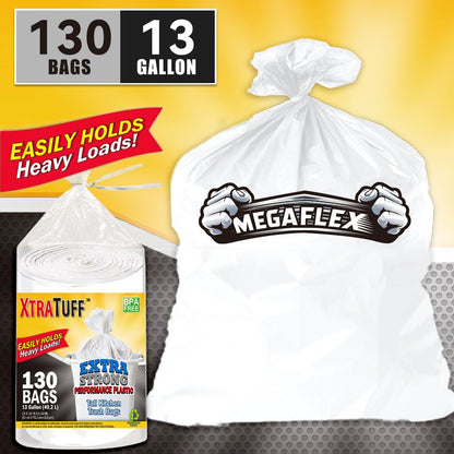 130 Bags 13 Gallon Expandable Heavy-Duty Plastic Multipurpose Disposable Garbage Bags-Super Strong, Leak-Resistant, And Odor-Proof For Bedroom, Kitchen, Living Room, Outdoor, And Toilet