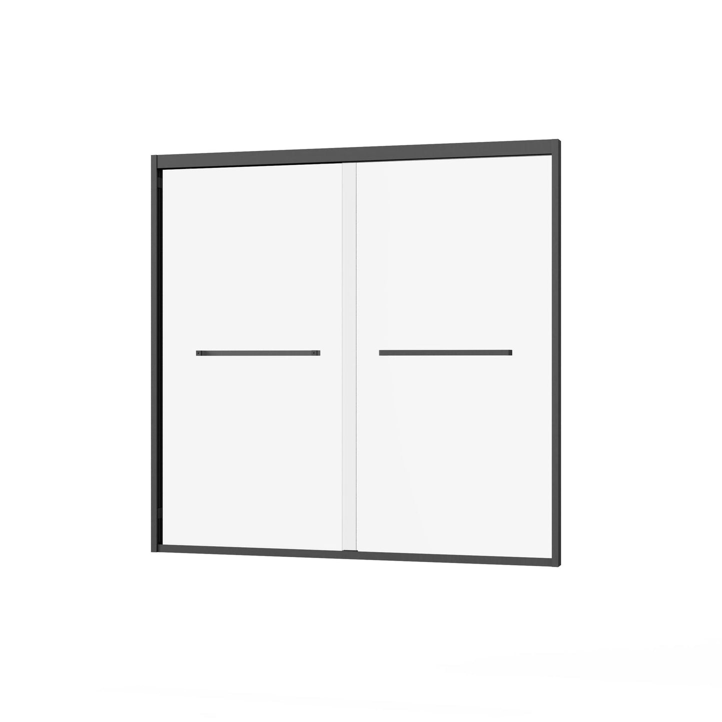 Double Sliding Bathtub Shower Door 60 in. W x 58 in. H Aluminum Framed Shower Enclosure for Tub with SGCC Clear Tempered Glass, Stainless Steel Hardware, Matte Black