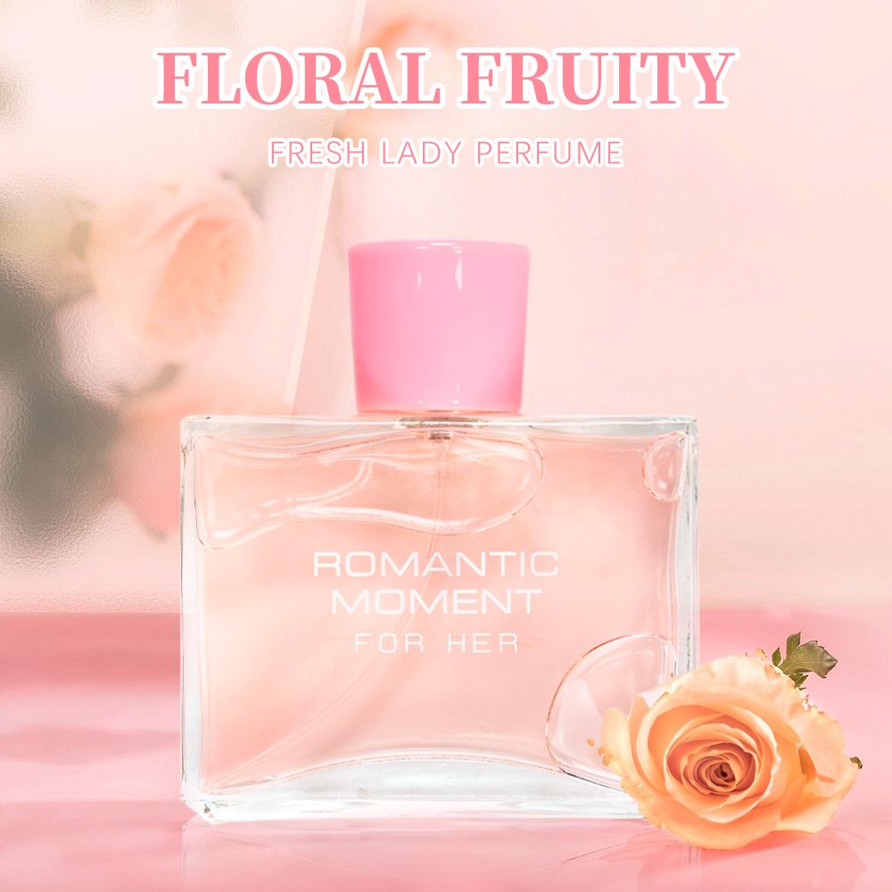 3.4fl Oz Women's Eau De Parfum - ROMANTIC MOMENT - Floral & Woody - With Rose, Chamomile, and Lemon - Medium Intensity Perfume