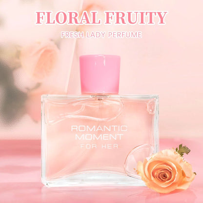 3.4fl Oz Women's Eau De Parfum - ROMANTIC MOMENT - Floral & Woody - With Rose, Chamomile, and Lemon - Medium Intensity Perfume