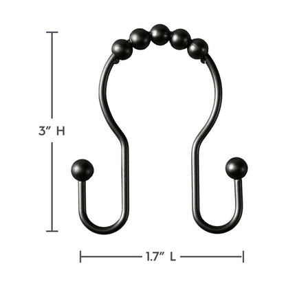 Better Homes & Gardens Rustproof Stainless Steel Double Easy Glide Shower Hooks, Matte Black, 12