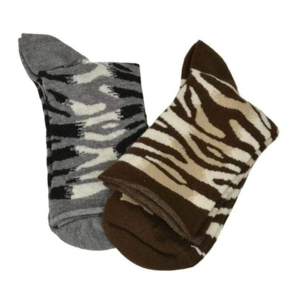 Sierra Socks Zebra Pattern Hi Anklet Casual Cotton Women's 2 Pair Pack