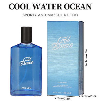 3.4fl Oz Men's Eau De Toilette Spray, Long-Lasting Perfume, Notes Of Mint, Rosemary, Sea Water Flavor, Perfect For Dating, Daily Life, Parties, Gift Giving