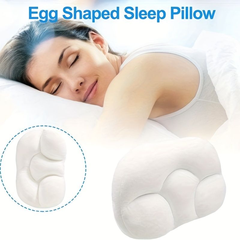 1pc All-round Cloud Pillow, Soft Bed Pillow Nursing Pillow 3D Ergonomic Sleeping Egg Shaped Ergonomic Pillows