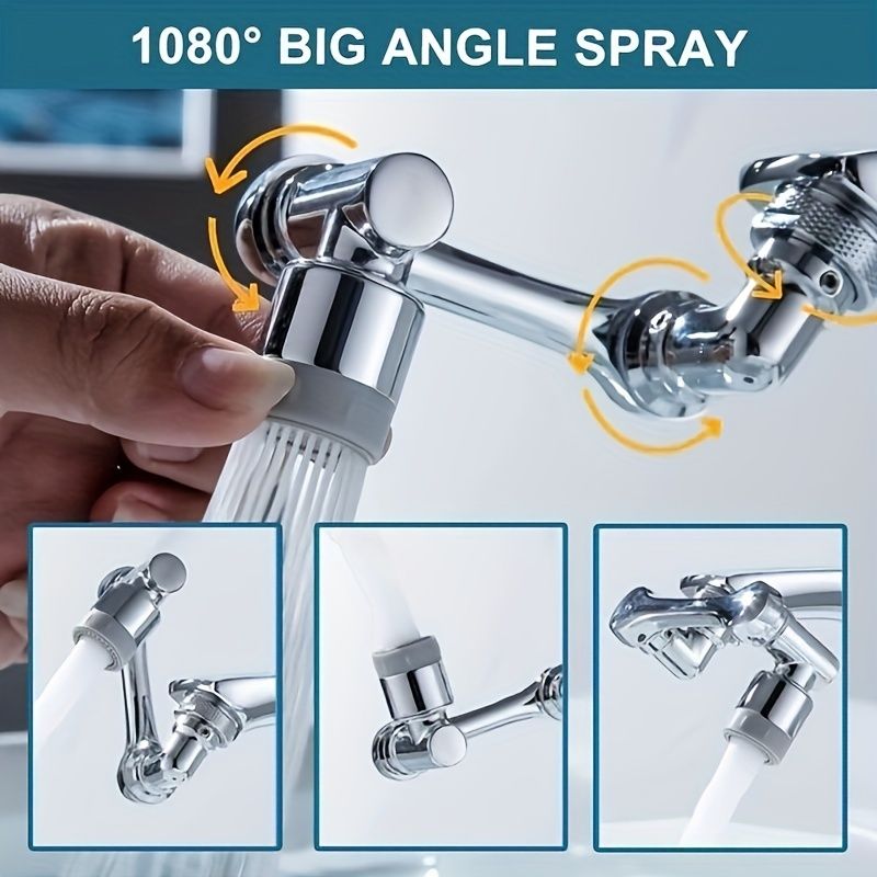 1pc, 1080 ° Swivel Faucet Extender, ABS Universal Sink-Water Aerator, Kitchen Bathroom 1080 ° Angle Rotatable Spray Attachment, Multifunctional Robotic Arm, Washing Eye/Hair/Face