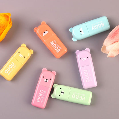 6pcs/set Tiny Markers Fluorescent Colors Mini Highlighter Pen Chisel Tip Cute Kawaii Design