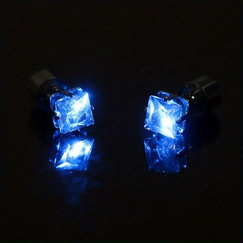 1 Pair, Cool Colorful Flashing Earrings With LED Lights, Colorful Color Change Earrings, New Fashion Unisex Nightlight Party Zircon Earrings, Glow In The Dark Party Supplies