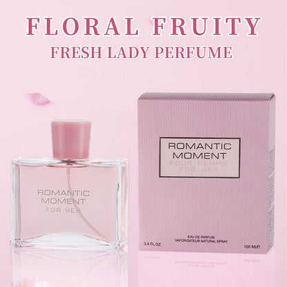 3.4fl Oz Women's Eau De Parfum - ROMANTIC MOMENT - Floral & Woody - With Rose, Chamomile, and Lemon - Medium Intensity Perfume