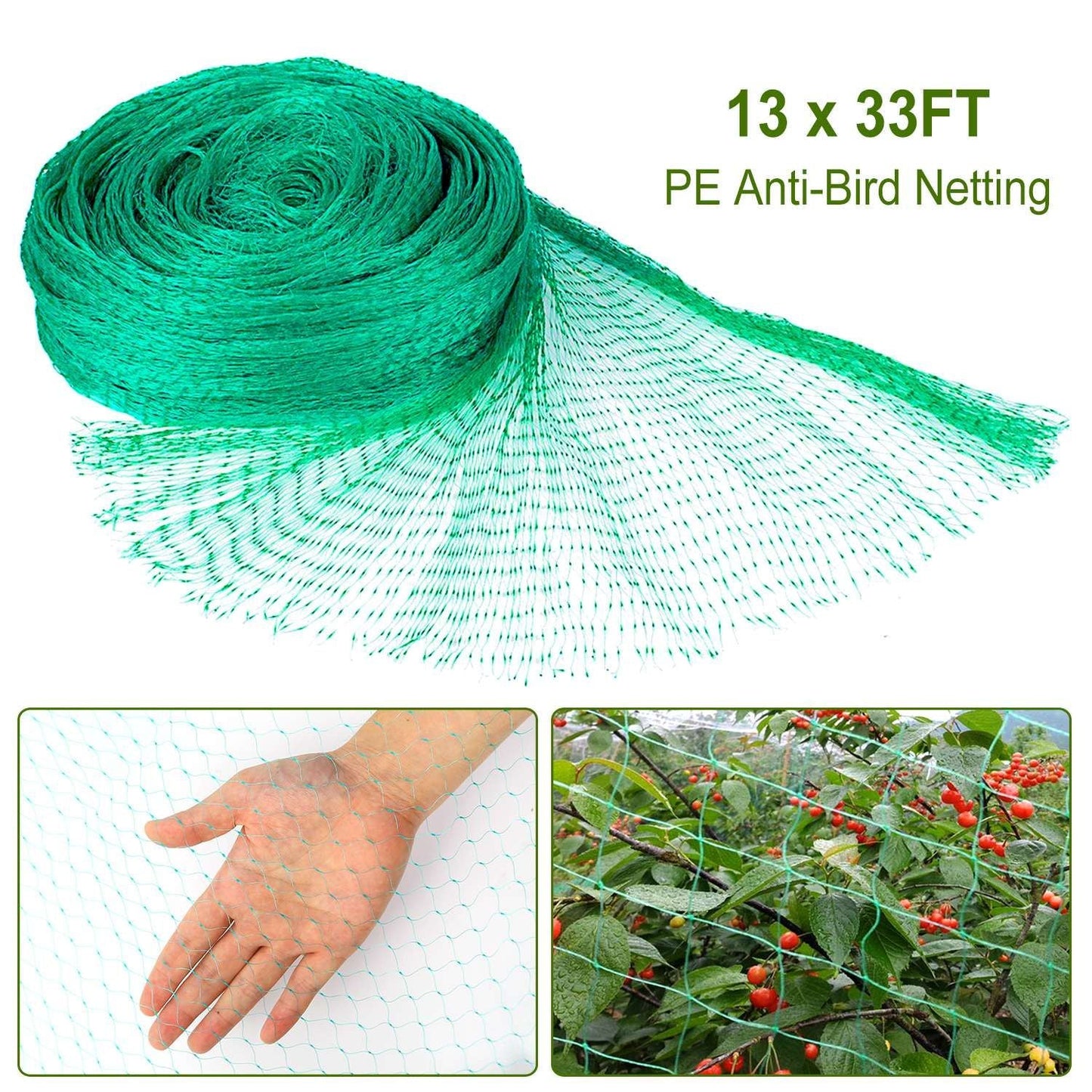 13 x 33ft Garden Netting Heavy Duty PE Anti Bird Netting Plants Fruits Tree Vegetables Protection Netting Net
