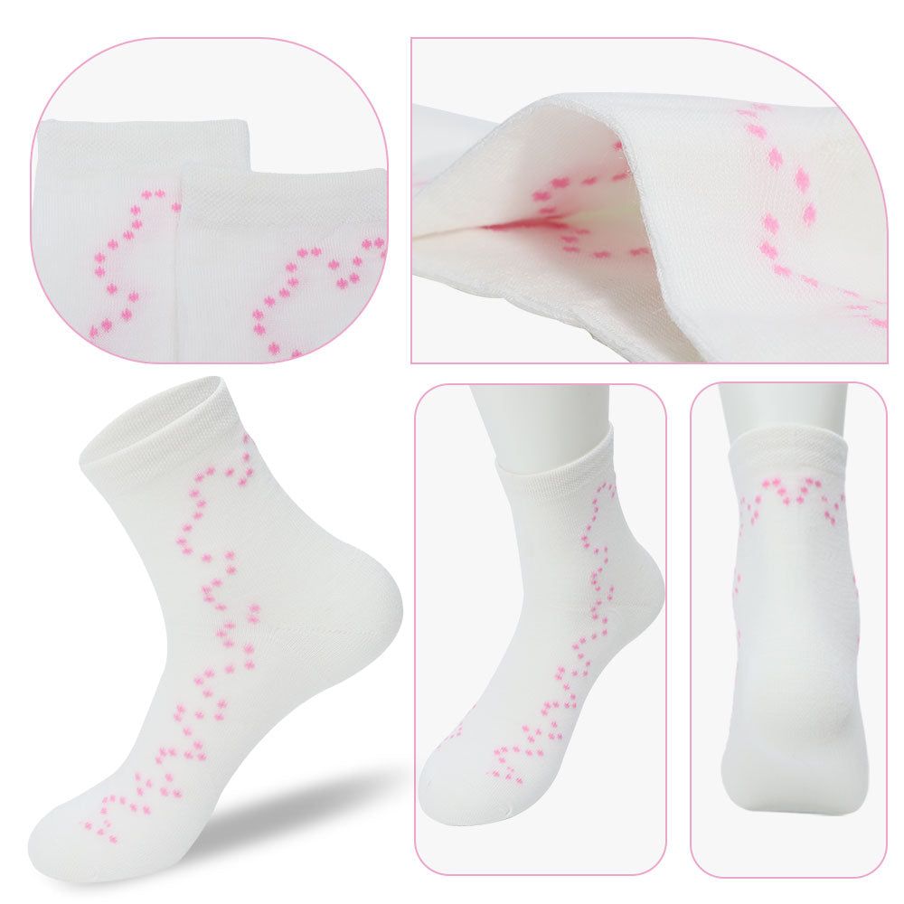 New arrival pink dot curve solid color ins cute all-match socks White
