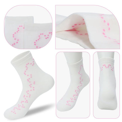 New arrival pink dot curve solid color ins cute all-match socks White
