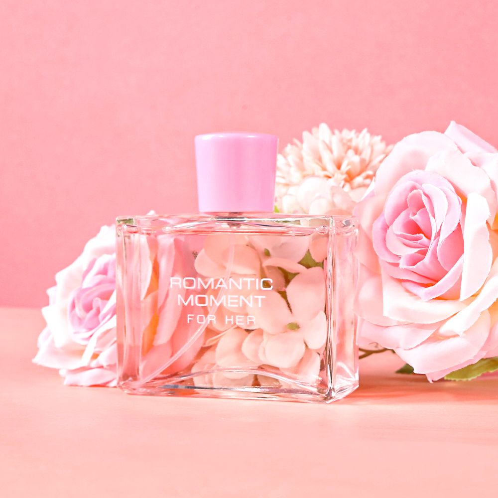 3.4fl Oz Women's Eau De Parfum - ROMANTIC MOMENT - Floral & Woody - With Rose, Chamomile, and Lemon - Medium Intensity Perfume