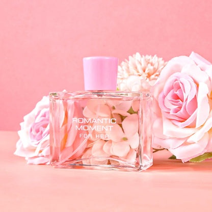 3.4fl Oz Women's Eau De Parfum - ROMANTIC MOMENT - Floral & Woody - With Rose, Chamomile, and Lemon - Medium Intensity Perfume