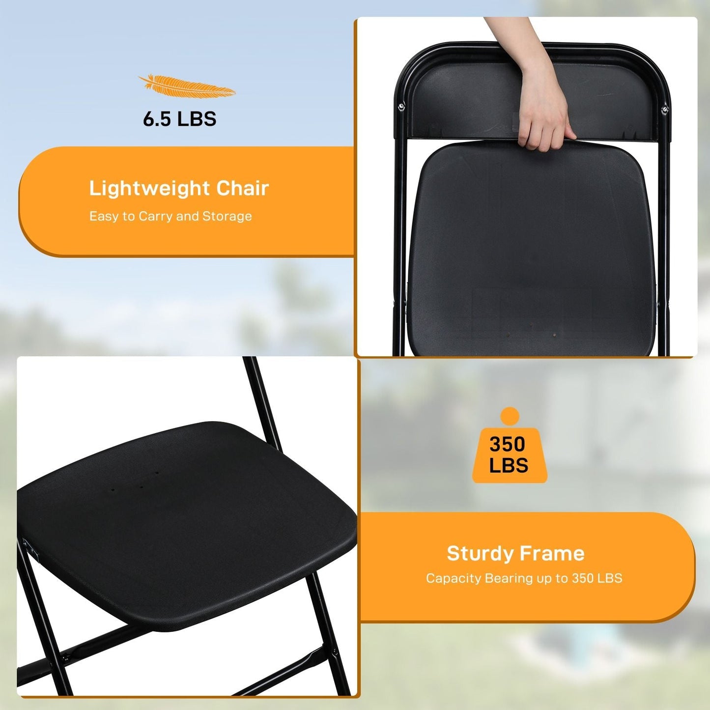 10PCS Heavy Duty Folding Chair 350lbs Capacity Metal Frame Portable Event Chair for Indoor Outdoor Use Stackable and No Assembly Required