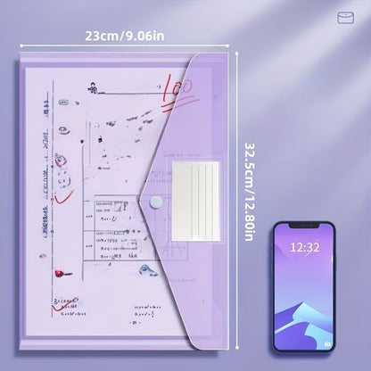 10pcs A4 Document Bags - Morandi Transparent Thickened Snap Button Data Storage - High Value Protection