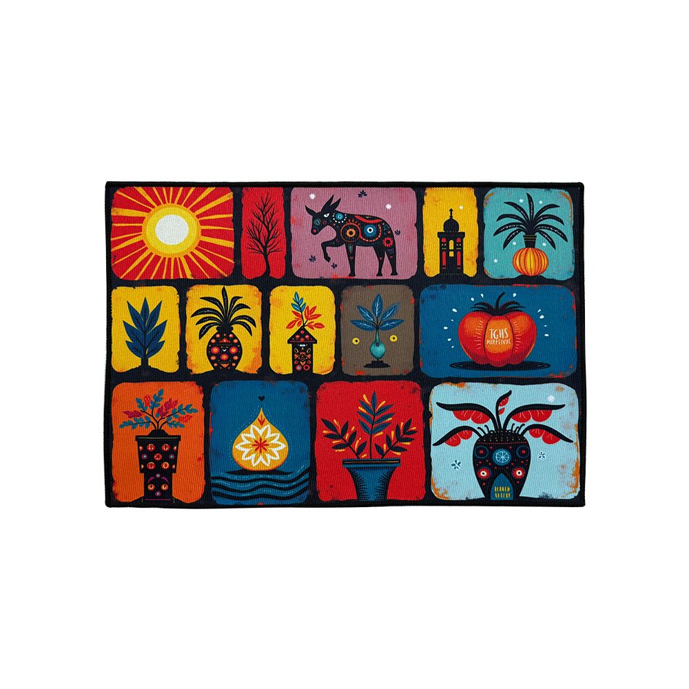 Printed Absorbent & Non-Slip Door Mat - Durable Polyester Carpet with "Kitchen" Design, Ideal for Bathrooms, Hallways, Living Rooms, Bedrooms (Decorative Use) & Laundry Rooms (Heavy-Duty Floor Mat)