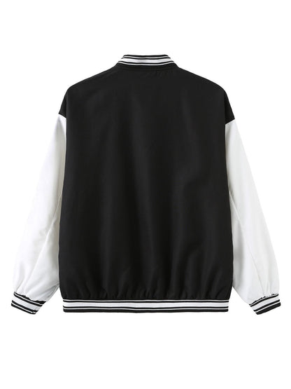 Women's Varsity Jacket Vintage Letter Print Cropped Baseball Coat 90's Fashion Streetwear Bomber Outer Coat
