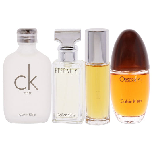 Calvin Klein Variety by Calvin Klein for Women - 4 Pc Mini Gift Set 0.5oz Obsession EDP Spray, 0.5oz CK One EDT Splash, 0.5oz Eternity EDP Spray, 0.5oz Escape EDP Spray