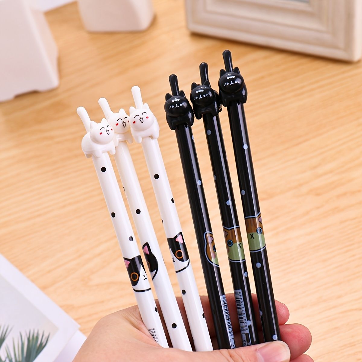 4pcs Creative Tail Cat Cute Cartoon Gel Pen 0.38mm Black Refill