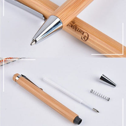 4Pcs Set Bamboo Wood Ballpoint Pen 1.0mm Bullet Tip Blue Black Ink Signature Ball Pen Office School Wrting Stationery