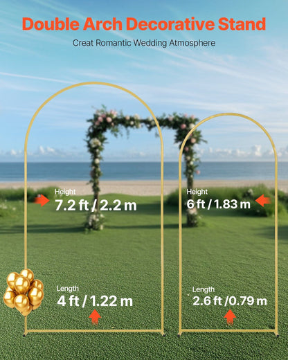 VEVOR Metal Arch Backdrop Stand Set of 2 Stand with Case Connection for Wedding