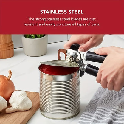 1pc, Heavy Duty Stainless Steel Jar and Bottle Opener - Adjustable and Smooth Edge Manual Hand Held Can Opener for Easy Opening - Perfect for Kitchen and Back to School Supplies