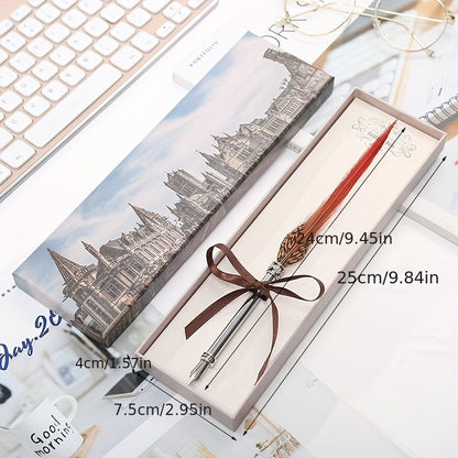 Peacock Feather Pen Dip Water Pen Feather Pen Adult Signature Pen Small Gift Box For Mom, Teacher And Classmates Holiday Gift