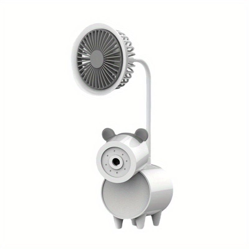 Cute Cartoon USB Fans With Pen Holder Pencil Sharpener; Rechargeable Fan For Children Business Gift