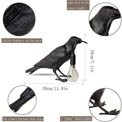 Raven Table Lamp Birds Desk Lamp Resin Crow Wall Sconce Creative Night Light Modern Art Fixture For Living Room Bedside Bedroom Office Study Dorm Decor With US Plug, Black /White(Bulb Included)