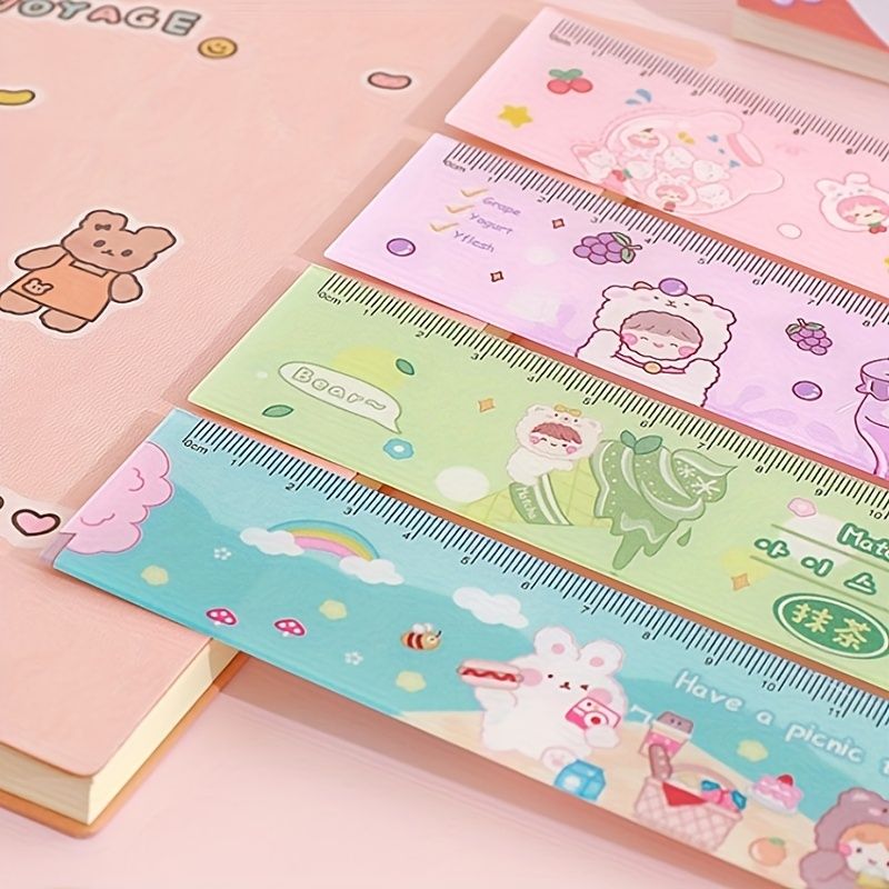 Cartoon Acrylic Ruler Student Office Drawing Measuring Ruler Color Cute 7.87inch Ruler Daily Office Supplies