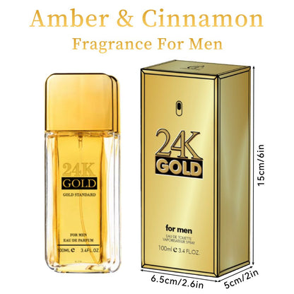3.4f.0zMen's Eau De Toilette Spray, with Amber & Cinnamon Long-Lasting Perfume, Perfect forDating, Daily Life, Parties, Gift Giving, Notes OfBlood Orange, Grapefruit, Mint