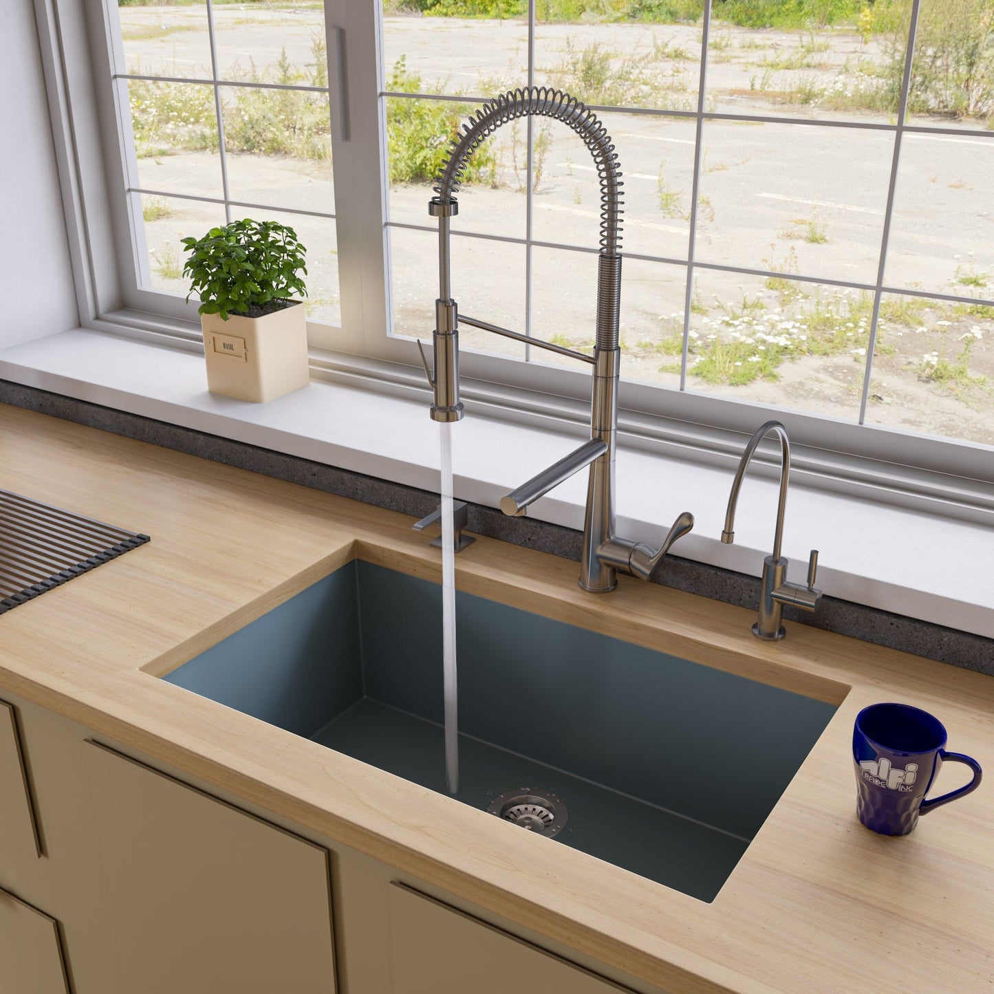 ALFI brand AB3322UM 33" Single Bowl Undermount Granite Composite Kitchen Sink