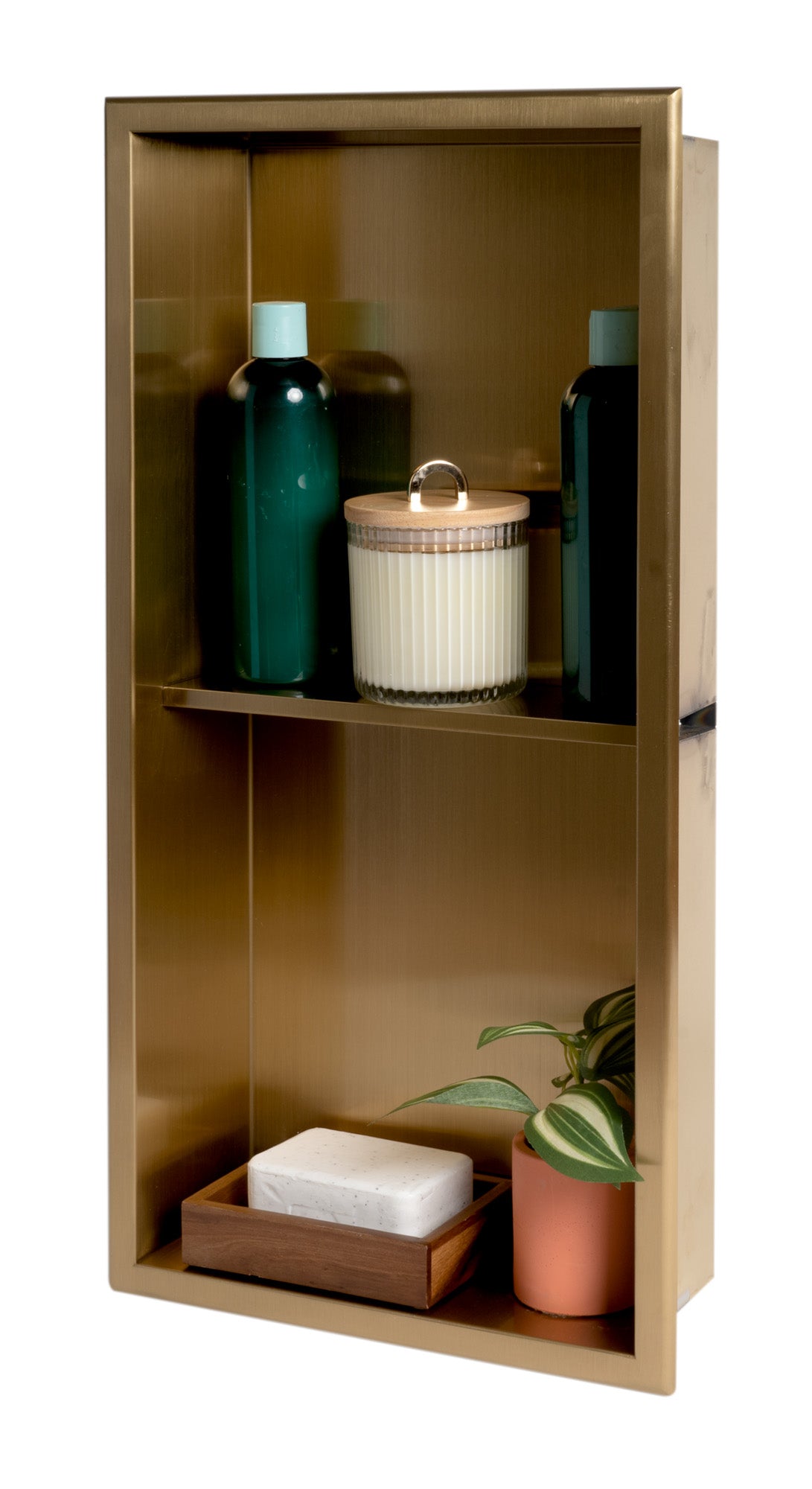 ALFI brand ABNP1224 12" x 24" Stainless Steel Vertical Double Shelf Shower Niche