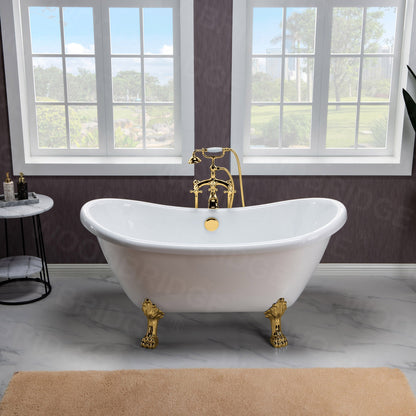 WOODBRIDGE 59" Heavy Duty Acrylic Double Slipper Clawfoot Bath Tub